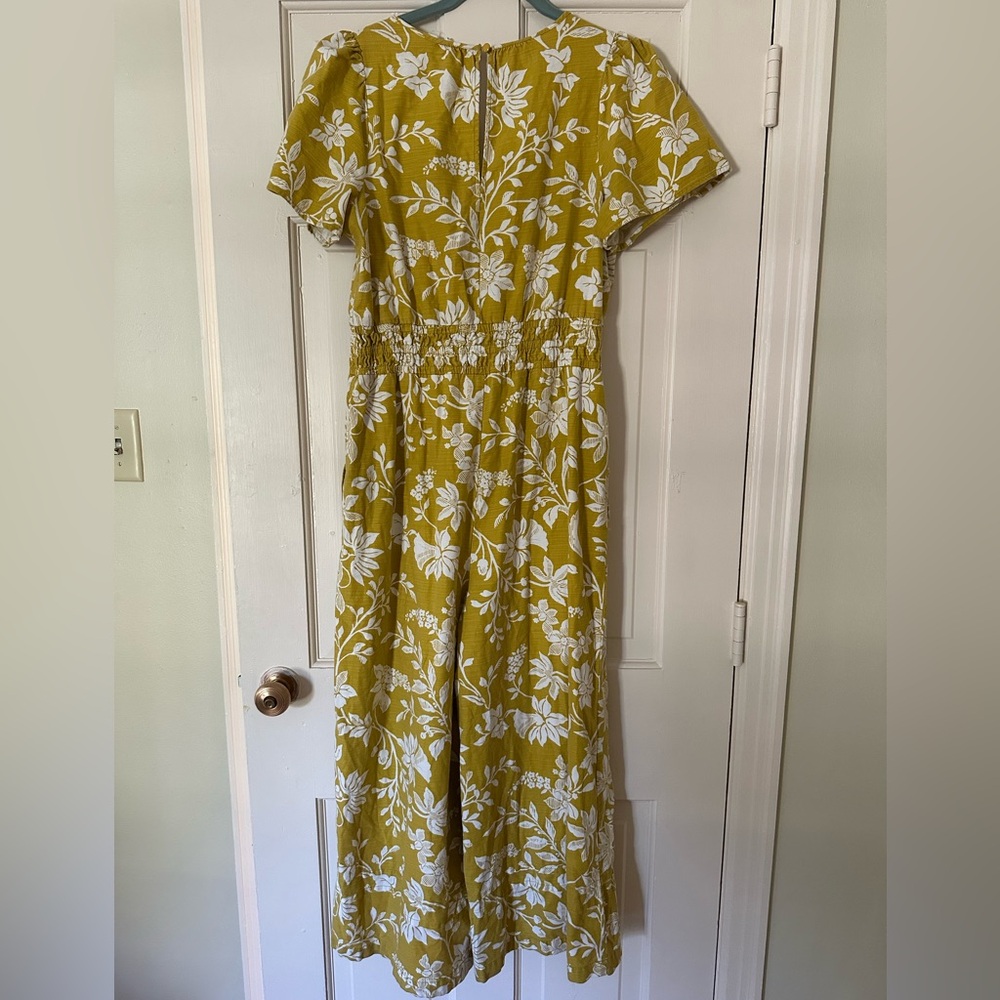 Anthropologie Yellow Floral Short-Sleeve Jumpsuit - Picture 4 of 7